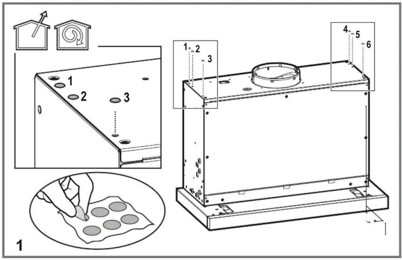 Technical diagram illustrating a kitchen appliance assembly with numbered components and a hand-drawn sketch of the base panel.