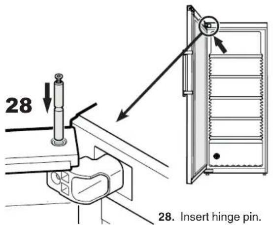 28 28. Insert hinge pin.
