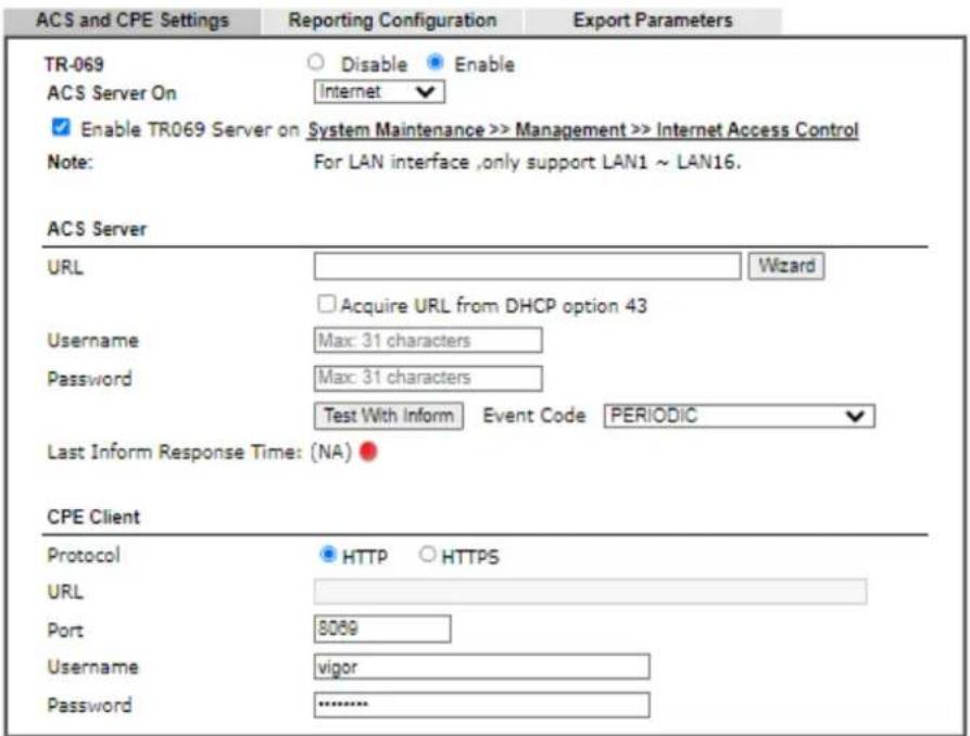 Draytek Vigor 3910 - V-1-2-1 ACS and CPE Settings - 2