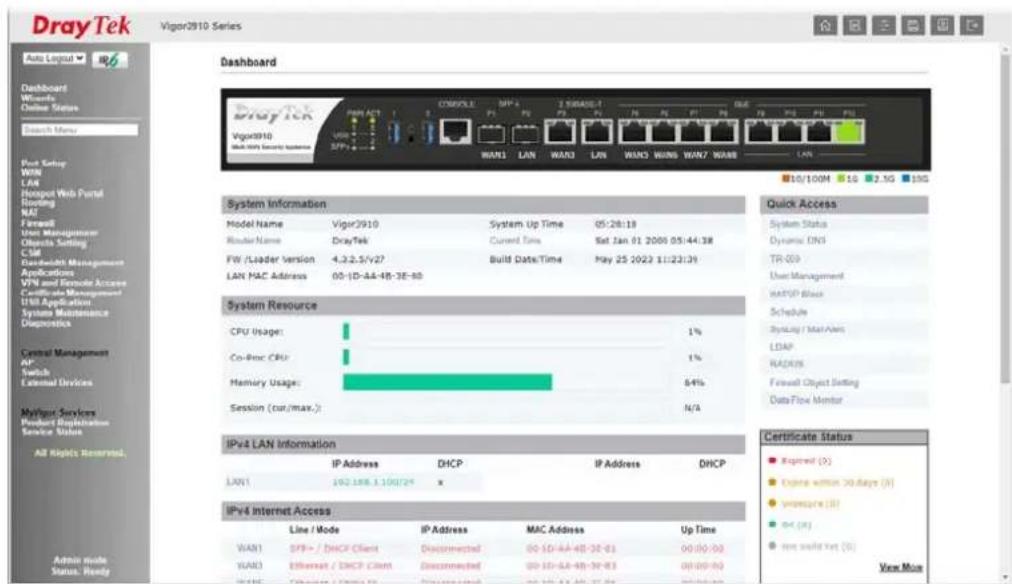 Draytek Vigor 3910 - I-3 Accessing Web Page - 3