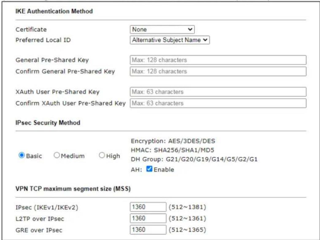 Draytek Vigor 3910 - VPN IKE/IPsec General Setup - 1