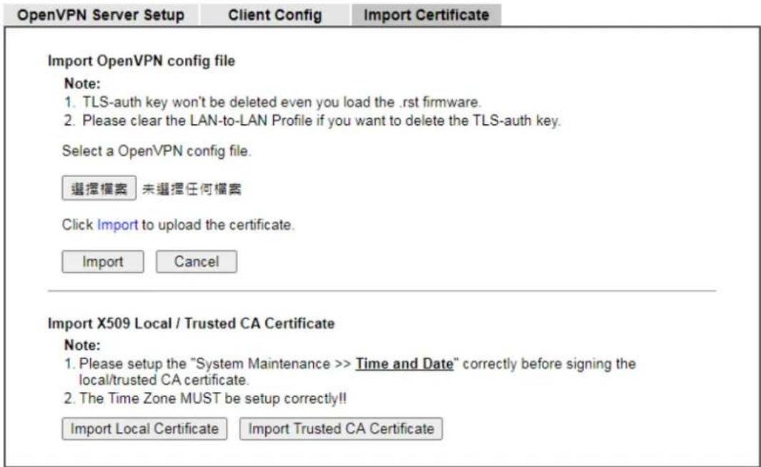 Draytek Vigor 3910 - III-1-7-3 Import Certificate - 2