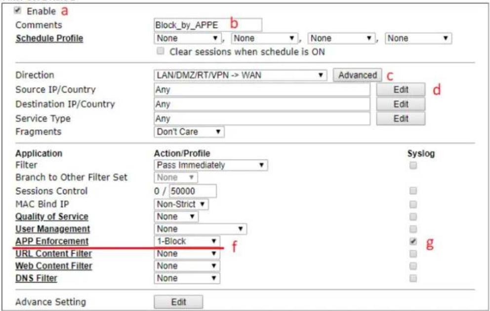 Draytek Vigor 3910 - Create an APP Enforcement Profile: Click on an Index number to create a new profile at CSM >> APP Enforcement Profile. - 2