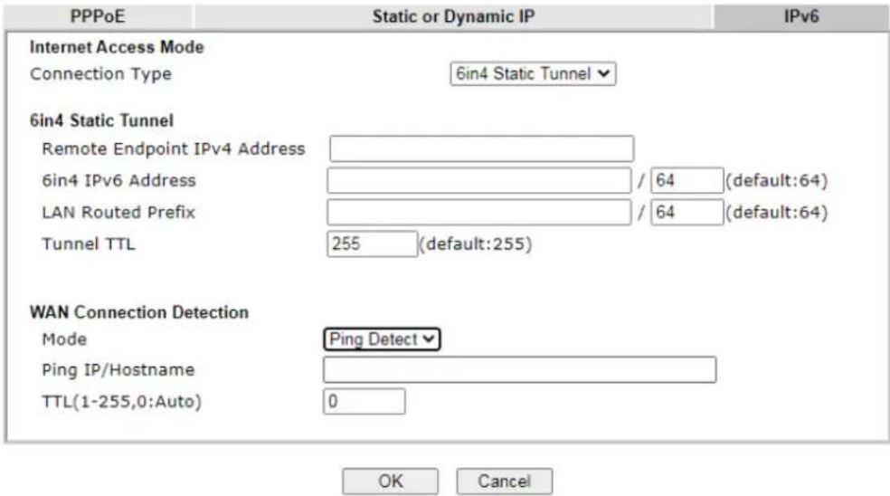 Draytek Vigor 3910 - II-2-2-9 Details Page for IPv6 – 6in4 Static Tunnel - 1