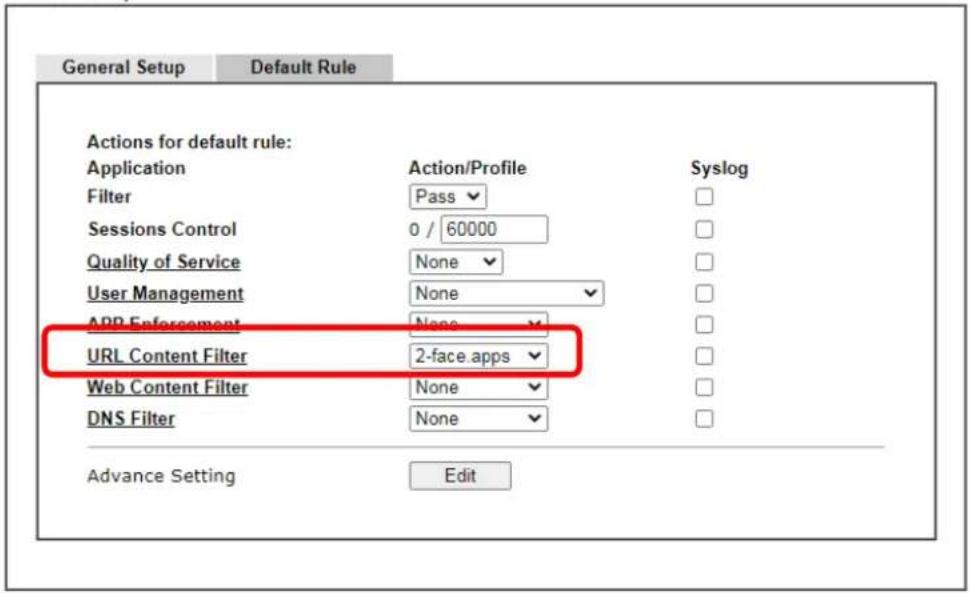 Draytek Vigor 3910 - Disallow users to play games on Facebook - 4