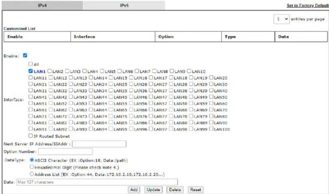 Draytek Vigor 3910 - II-3-1-4 DHCP Server Option - 1