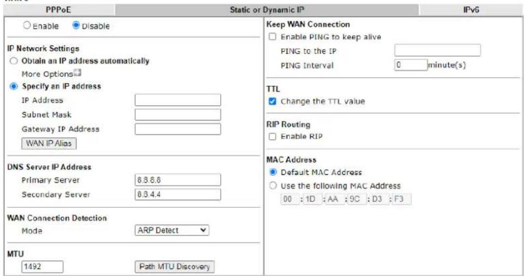 Draytek Vigor 3910 - II-2-2-2 Details Page for Static or Dynamic IP - 1