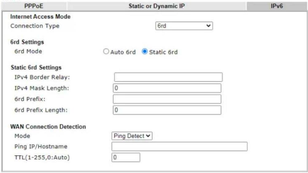 Draytek Vigor 3910 - II-2-2-10 Details Page for IPv6 – 6rd - 2