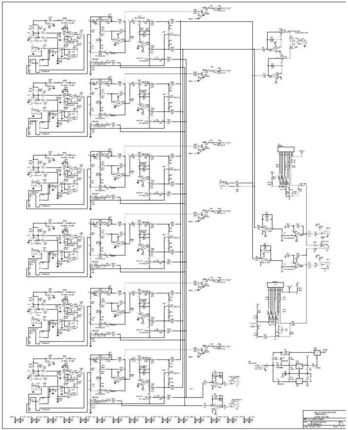 Electrical schematic diagram with labeled components and connections, including circuit breakers, relays, and a transistor.