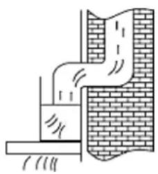 Cross-sectional diagram of a pipe system with water flow and brick walls (no text or labels)