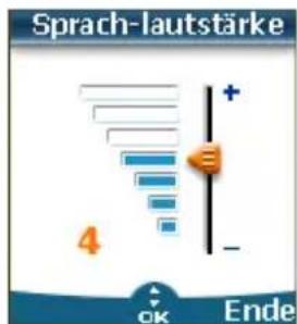 Sprach-lautstärke 4 + - OK Ende