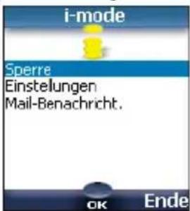 i-mode Sperre Einstellungen Mail-Benachricht. OK Ende