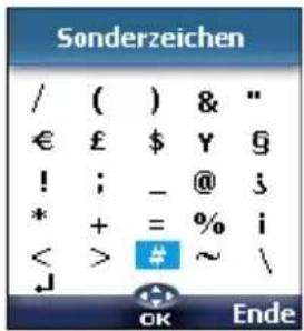 Sonderzeichen / ( ) & " € £ $ Y € ! ; _ @ i * + = % i < > # ~ \ ↓ OK Ende