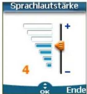 Sprachlautstärke 4 + - OK Ende