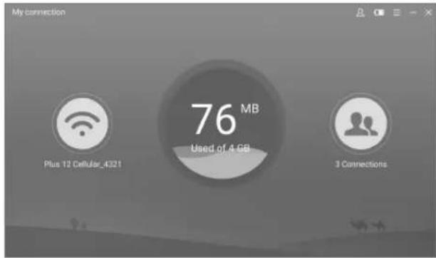 My connection 76 MB Used of 4 GB Plus 12 Cellular_4321 3 Connections