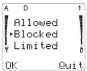 NOKIA 2180 - Menu 5 3 1, Restrict outgoing calls - 1