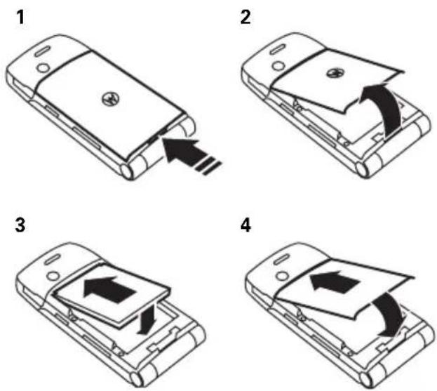 MOTOROLA W385 - install the battery - 1
