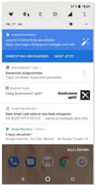 bq Aquaris X2 - Benachrichtigungsleiste - 1
