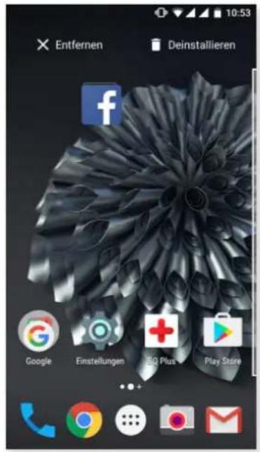 bq Aquaris X5 Plus - Elemente auf dem Startbildschirm verschieben, löschen oder deinstallieren - 1