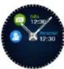Sequence of five circular app icons with UI controls, showing progressive camera settings and action buttons