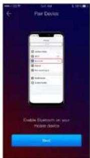 Par Device Options Access None Access None Access None Options Options Options Options Enable Bluetooth in your mobile device Next