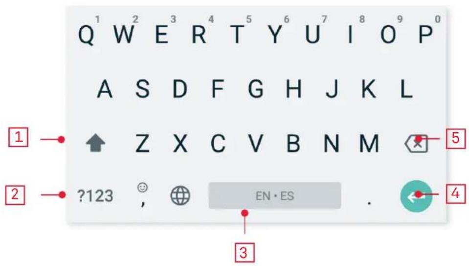 Q¹ W² E³ R⁴ T⁵ Y⁶ U⁷ I⁸ O⁹ P⁰ A S D F G H J K L ↑ Z X C V B N M 5 ?123 , EN·ES . 4 2 3
