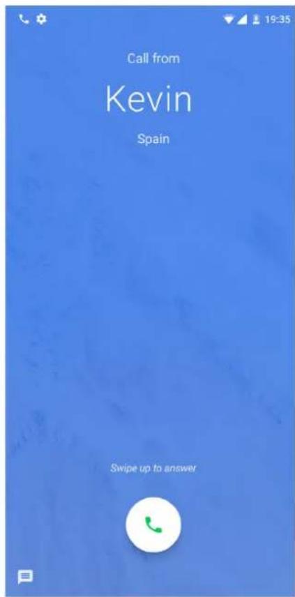 Call from Kevin Spain Swipe up to answer