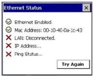 Intermec CK60 - To view the status of the Ethernet communications - 1