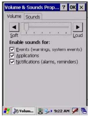 Intermec CK60 - To adjust the volume using the Volume & Sounds applet - 2