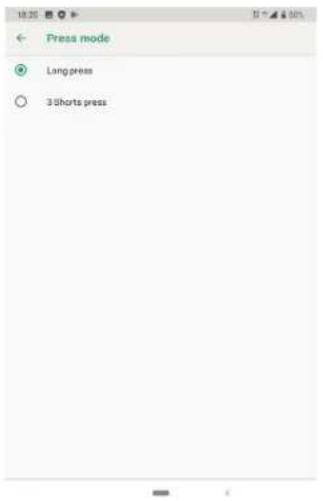 Press mode Long press 3 Shorts press