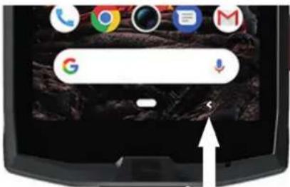 Smartphone home screen with Google search bar and navigation icons, showing a dropdown menu with Google search icon