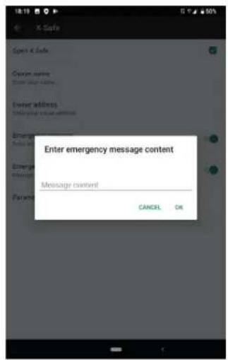 Enter emergency message content Message content CANCEL OK