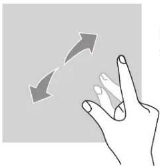 Hand making a peace sign with two arrows indicating rotation or movement (no text or symbols)