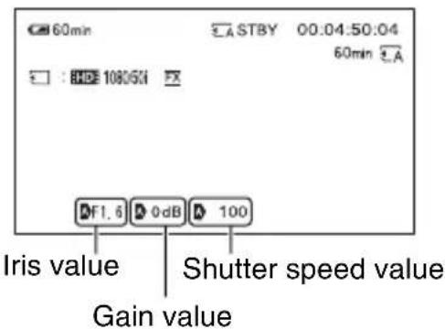 SONY HXR-NX5P - CAMERA DATA DISPLAY - 1