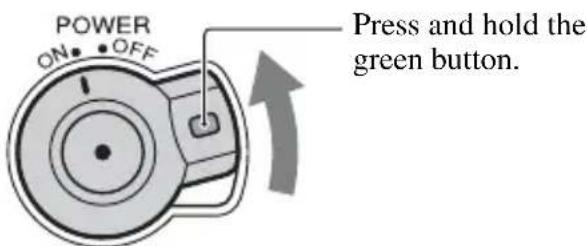 SONY HXR-NX5P - Slide the POWER switch to ON while you press the green button. - 1