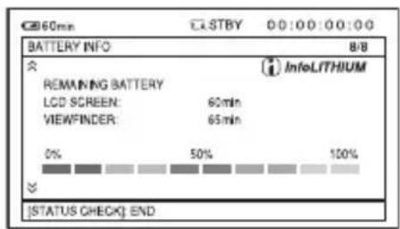 SONY HXR-NX5P - Displaying the settings in your camcorder (Status check) - 3