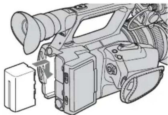 SONY HXR-NX5P - To attach the battery pack - 1
