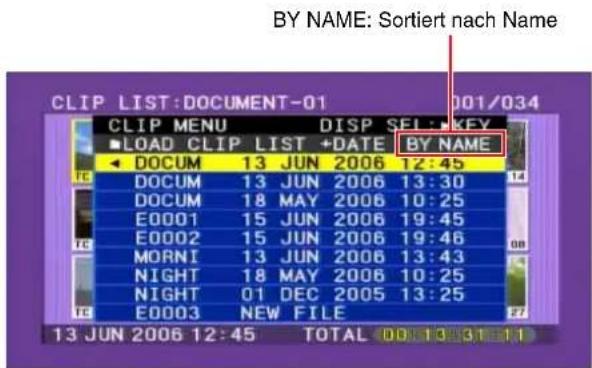 SONY PDW-F330K - Sortieren von Clip-Listen - 2