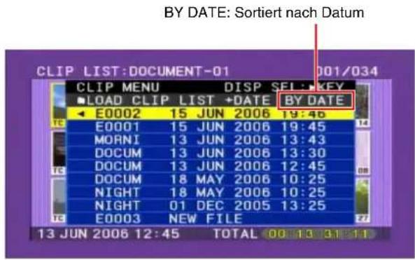 SONY PDW-F330K - Sortieren von Clip-Listen - 3