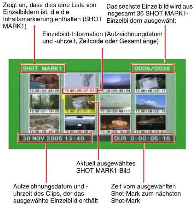 SONY PDW-F330K - Wechsel vom Auswahlbildschirm für Inhaltsmarkierungen zum vorhergehenden Bildschirm - 1