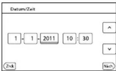 SONY HXR-NX70P - Wählen Sie das Datum und die Uhrzeit aus, berühren Sie zum Einstellen des Werts ▲/▼d berühren Sie dann [Näch] → . OK - 1