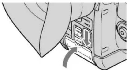 SONY HXR-NX70P - Schieben Sie den Knopf OPEN/LOCK auf OPEN und öffnen Sie dann die Abdeckung. - 3