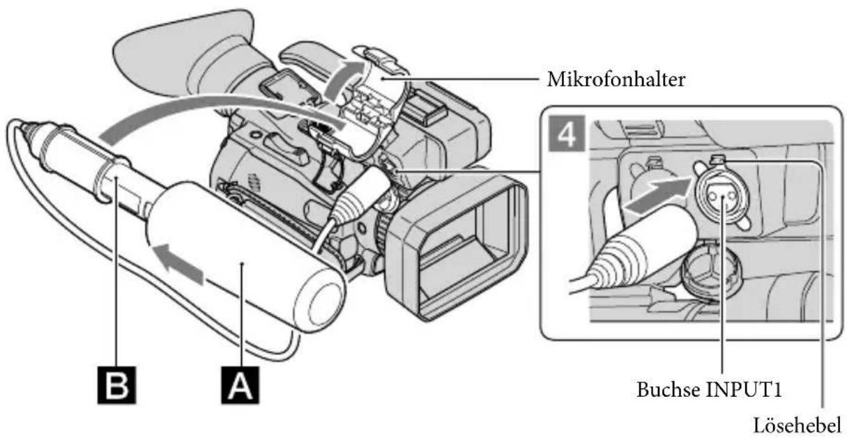 SONY HXR-NX70P - Anbringen des Mikrofons - 1