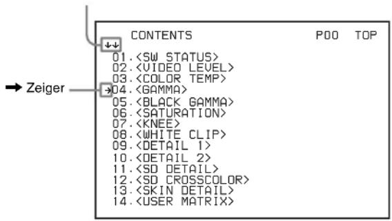 SONY HXC-FB75SC - Auswählen einer Seite auf der Seite CONTENTS - 1