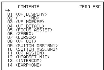SONY HXC-FB75SC - Wenn die Seite CONTENTS angezeigt wird, drehen Sie den Menüsteuerungsregler, um den Zeiger → auf einen der Menüpunkte USER 1 EDIT bis USER 19 EDIT zu bewegen, und drücken Sie dann den Menüsteuerungsregler, um die Seite aufzurufen. - 2