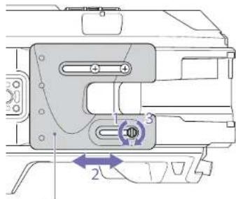 SONY PXW-FS7M2 - Einstellen der Position des Schulterpolsters - 1