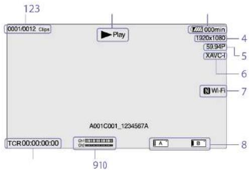 SONY PXW-FS7M2 - Bildschirminformationen während der Wiedergabe - 1