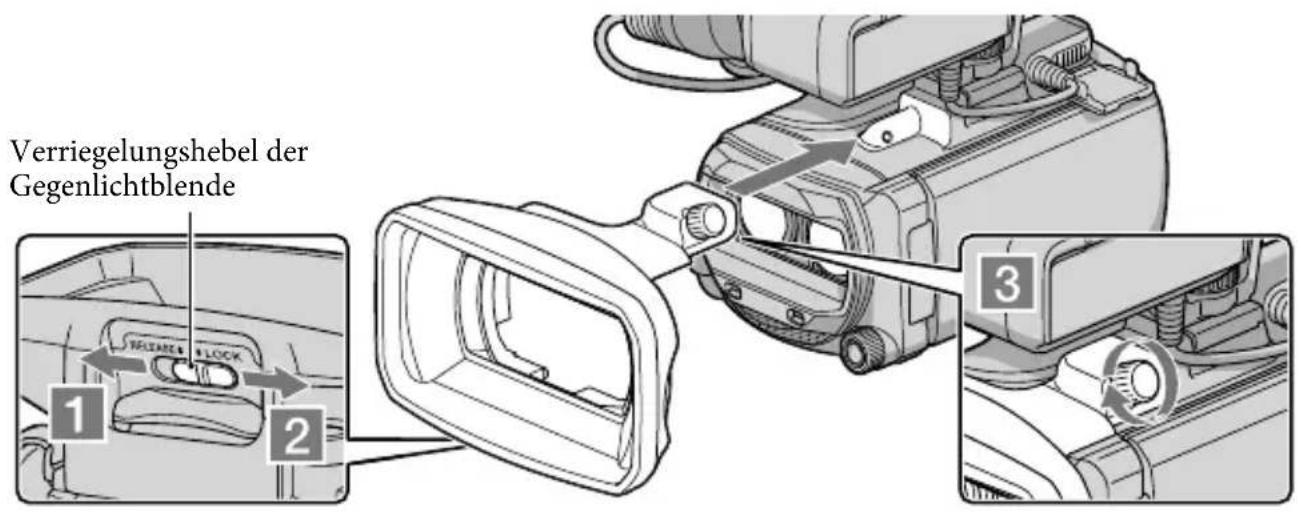 SONY HXR-NX3D1E - Anbringen der Gegenlichtblende - 1