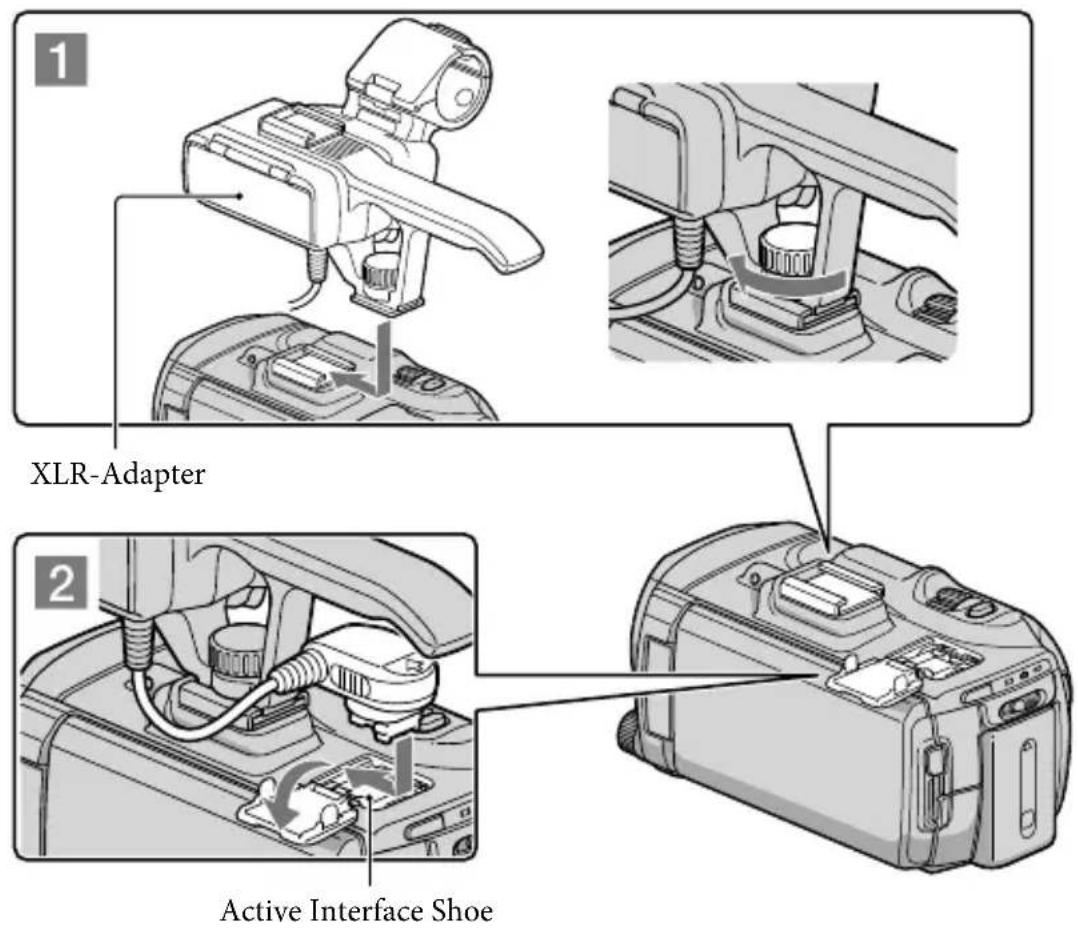 SONY HXR-NX3D1E - Anbringen des XLR-Adapter - 1