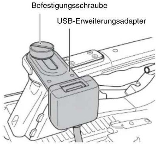 SONY PXW-X500 - Drehen Sie die Befestigungsschraube im Uhrzeigersinn, um den USB-Erweiterungsadapter festzuschrauben. - 1